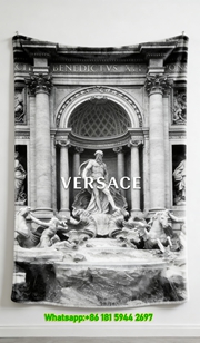 Versace Light Grey Trevi Fountain Print Flannel Sofa Throw Blanket IMG_1404